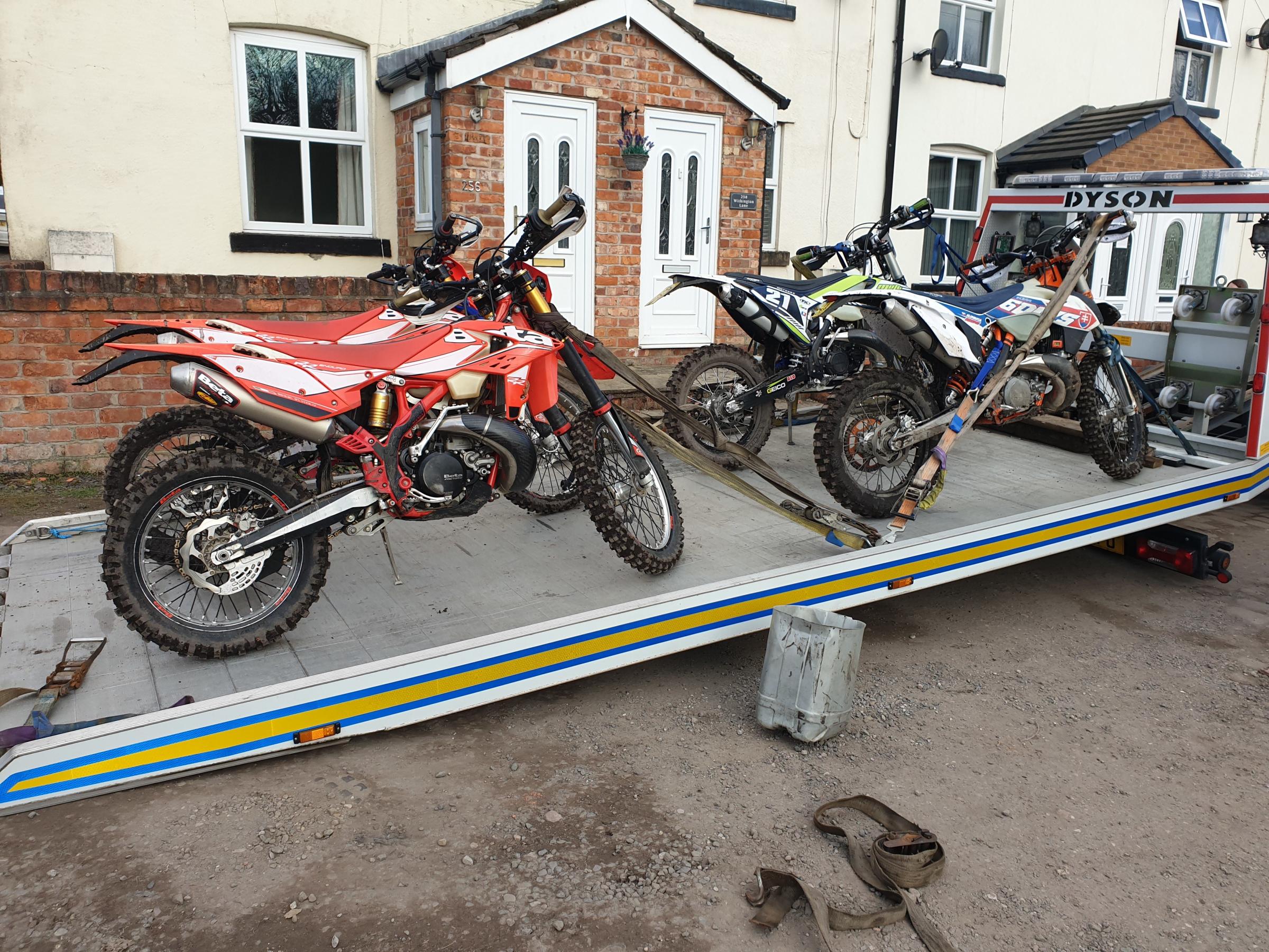 Police have seized five off-road bikes 