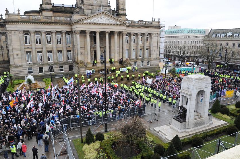 Image from the EDL rally which took place in Bolton on March 20, 2010.