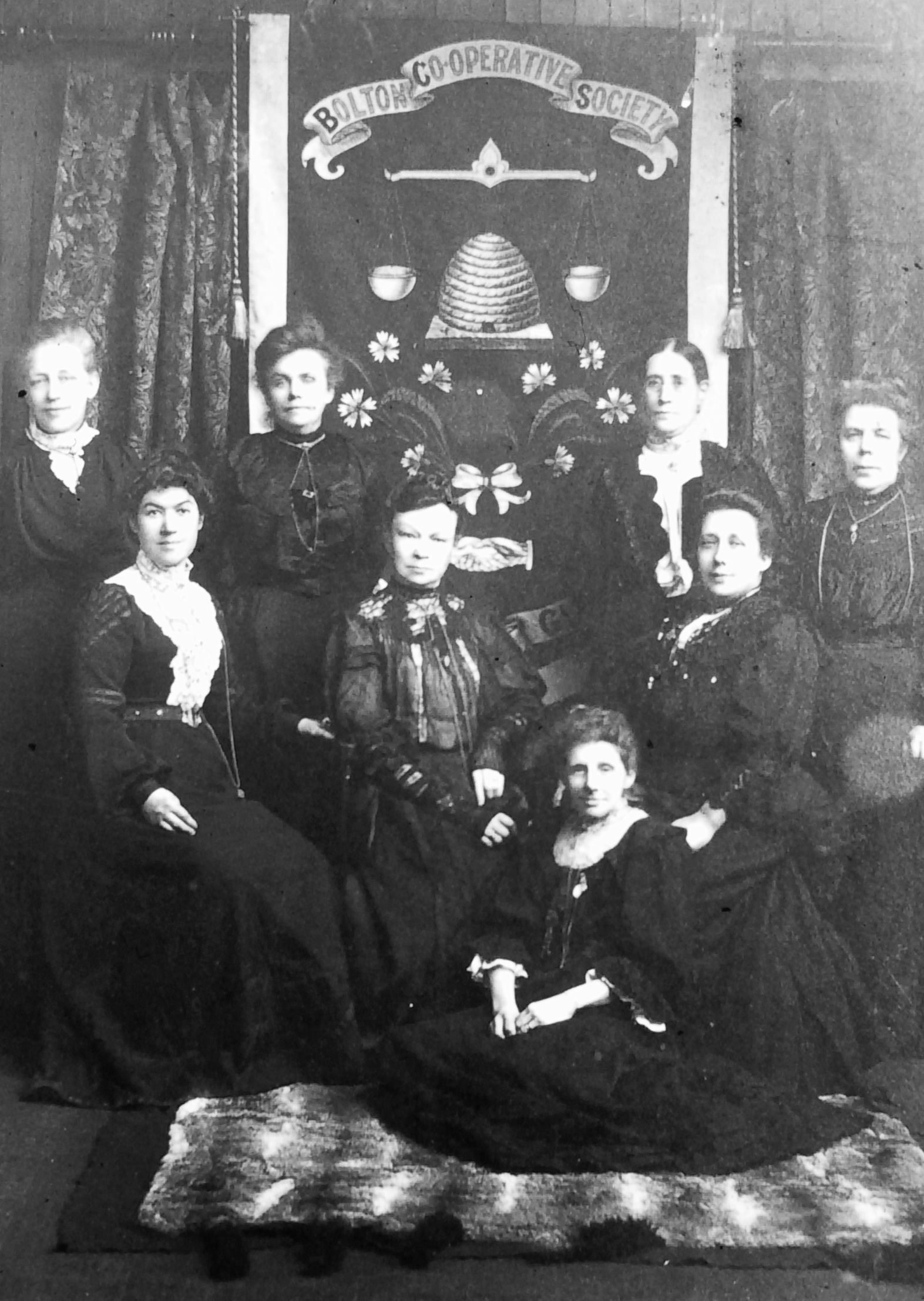 Sarah Reddish (centre) with the the Bolton Women’s Co-operative Guild around 1900