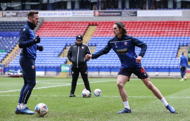 Gethin Jones and MJ Williams warm up for Wanderers