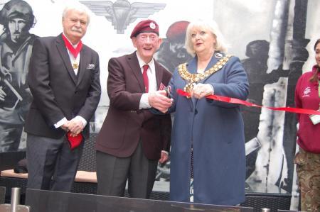 Wilf Oldham with the Mayor of Bolton and Consort at The Para Cafe