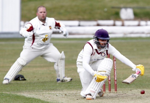 Tonge pro Hashan Dumindu watched by Farnworths Simon Booth. Picture: Harry McGuire 