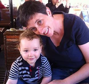 Clare Carney and her son Huxley