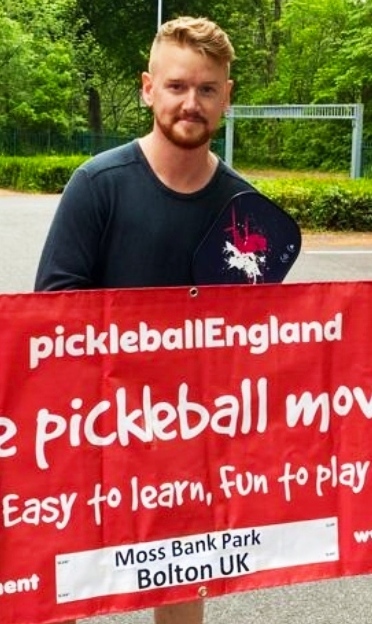 Horwich Hotshots Pickleball Club with soap star Mikey North 