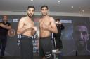 Amir Khan and Billy Dib head-to-head at the weigh in. Picture:  Super Boxing League