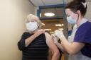 Ann Clubley receives the Covid vaccine at Tonge Moor Health Centre  in Bolton