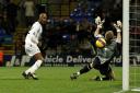 Nicolas Anelka scores for Bolton against Wigan Athletic in 2007.