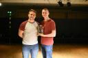 TRIUMPH: Producer Jon Walker and actor Simon Dee celebrate their prize