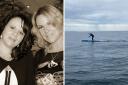Samantha Rutt highlighted her sister's help after she paddled from Ireland to Scotland. L-R Gemma Walker, Samantha and then Samantha whilst paddleboarding