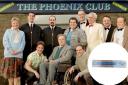 Cast of Phoenix Nights, created by and starring Peter Kay. Inset is The Phoenix Club sign which sold for £3,000 at auction