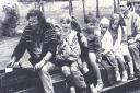 Children ride the train during an open day at Moss Bank Park in 1990
