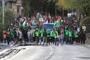 Thousands of people joined a pro-Palestinian protest in Bolton town centre October