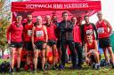 Horwich Harriers men’s team at the Manchester Area Cross Country League at Heaton Park