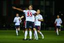 Cameron Jerome celebrates his goal at Accrington