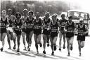 The Harriers running to the Houses of Parliament to try to save Horwich Loco Works 1983