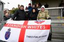 Some of the Wanderers fans who made the long trip to Exeter on Saturday
