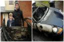 The Porsche Boxster which was set on fire.