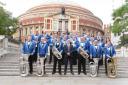 BAND: Wingates Brass Band, pictured outside the Royal Albert Hall in London for the National Brass Band Championships of Great Britain