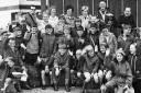 Photo by Bolton Evening News. A party of children and staff from Cromptom Fold CP School at Moor Lane bus station before setting off on a youth hosteliing and fell walking holiday in Grasmere. July 1969.