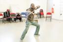 Marc Small in rehearsals as Robin Hood