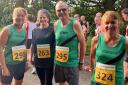 Lostock’s quartet at the Radcliffe 5k, from left, Jo McManus, Sheila Garewal, Tony Maxwell and Janet Rhodes