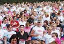 Racing for charity: Thousands of women took part in last Sunday's Race For Life in Leverhulme Park, Bolton