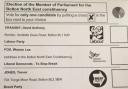Ballot paper for Bolton North East in the 2019 general election