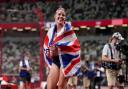 Keely Hodgkinson celebrates her silver medal