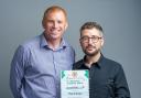 RECOGNITION: Chris Thair and Richard Dickson, of Prestwich's Play It Green, receive a  carbon hero Award