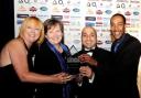 OVER THE MOON: Award sponsor Saj Umarji of O2, third from left, with from left, Marissa Hankinson, Karen Minnitt, and Ibrahim Ismail, all of The BIG Bolton Fund