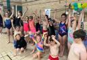 Children taking part in the sponsored swim charity event