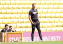 Ian Evatt in the technical area during the first half at Port Vale