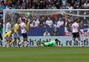 Sheffield Wednesday's George Byers (left) scores his side's first goal in the 36th minute to make it 0-1