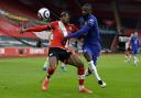 Southampton striker Daniel N’Lundulu in action against Chelsea defender Anthony Rudiger