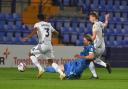 Jon Dadi Bodvarsson goes for goal in Wanderers' Papa Johns Trophy game at Tranmere.