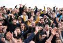 Wanderers fans celebrate victory at Accrington Stanley
