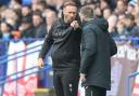 Ian Evatt voices his displeasure at the fourth official during Saturday's game against Oxford United.