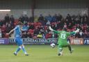 Owen Beck puts a chance wide for Bolton at Fleetwood
