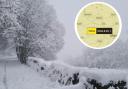 Snow in Bolton Inset is Met Office yellow weather warning