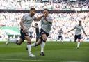 Bolton Wanderers' Dion Charles (left) celebrates scoring his side's second goal with team mate Aaron Morley