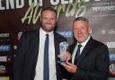 Ian Evatt and Pete Atherton with the Team Performance award at Wanderers