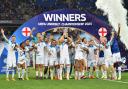 England Under-21s lift the European Championship trophy