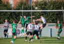 Goalmouth action from Tuesday’s friendly. Picture by David Featherstone