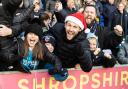 Wanderers fans get in the festive spirit at Shrewsbury in December 2022