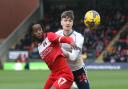 Zac Ashworth in action against Shaq Forde at Leyton Orient