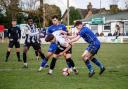 Colls’ Jordan Scanlon in the thick of the action on Saturday. Picture by David Featherstone