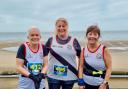Bernie Jones, Gillian McGowan and Tess Riley at the seaside for the Great North West Half-Marathon