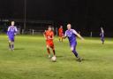 Daisy’s Alex Dodd (red) challenges Nelson’s Dalton Hutchison in Tuesday’s night’s victory