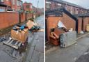 Fly tipping was left strewn across the street