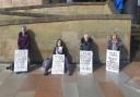 Protesters gathered outside Bolton Crown Court